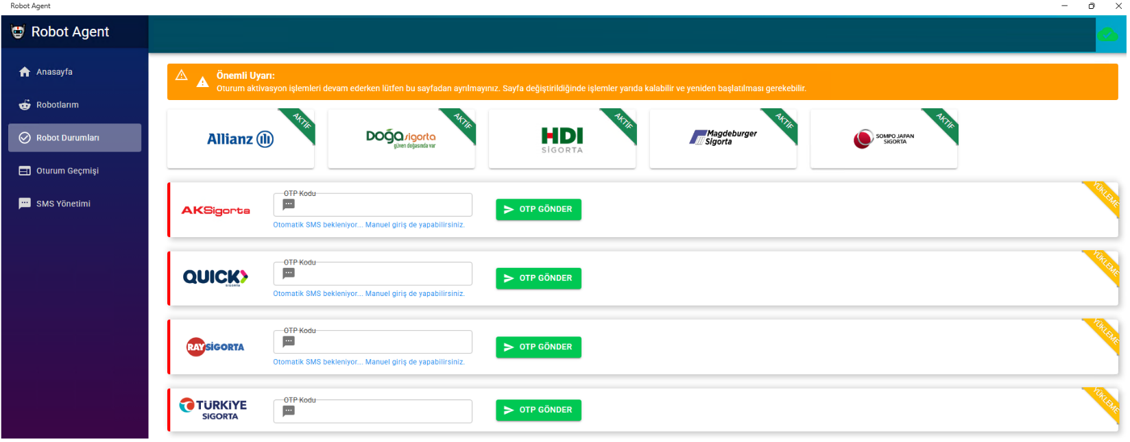 Robot Durumu -Manuel Aktif